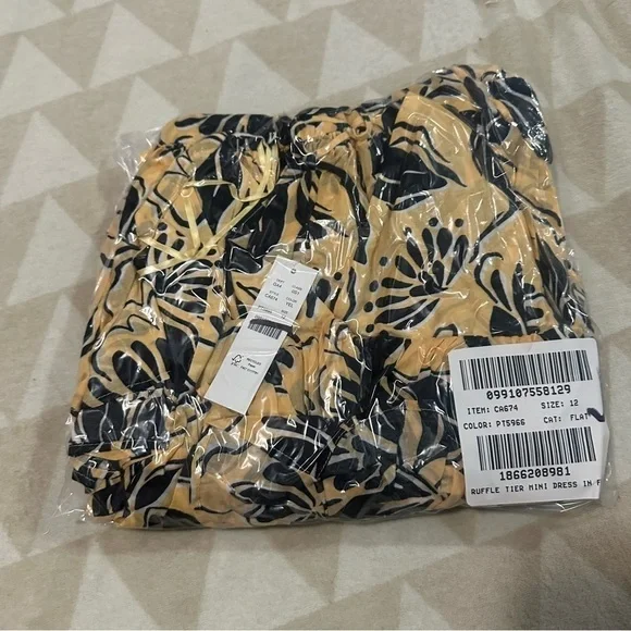 J crew yellow Ruffle-tier mini dress in floral cotton voile - Picture 5 of 6